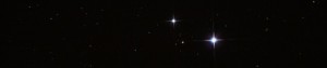 Die Sterne Mizar (+2.06 mag) und Alkor (+4 mag) im Großen Wagen.