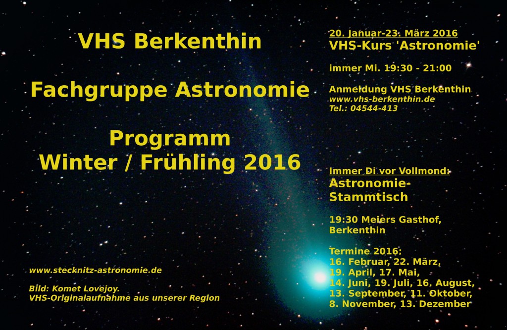 Ankündigung VHS-Kurs Astronomie 2016-I