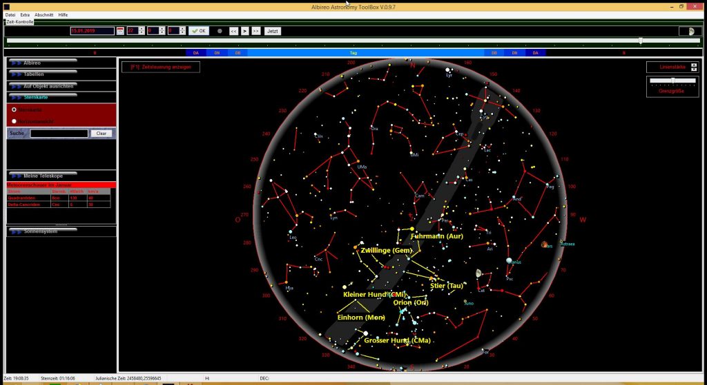 Sternenhimmel Januar 2019