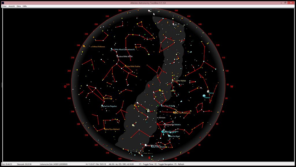 Himmelskarte 4. März 2020 am Abend